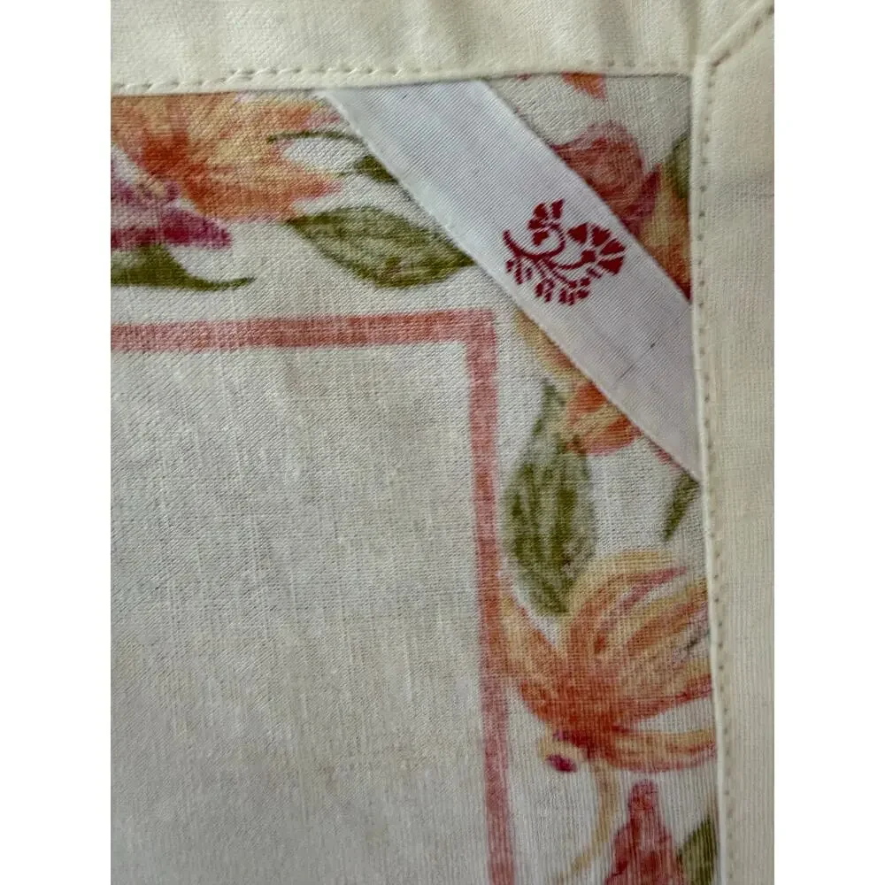 April Cornell Orange Floral Cotton Cloth Napkin Dishcloth Tea Towel Cottagecore